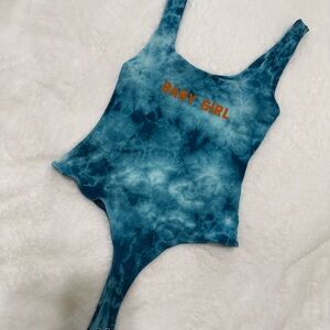 Fashion Jewelry Blue Tie-Dye Bodysuit